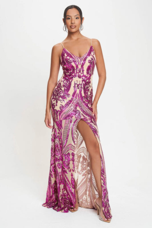 Exquisite Sequin Spaghetti Strap Maxi Dress – Glamorous Evening Gown - Shopping Therapy, LLC Maxi Dresses