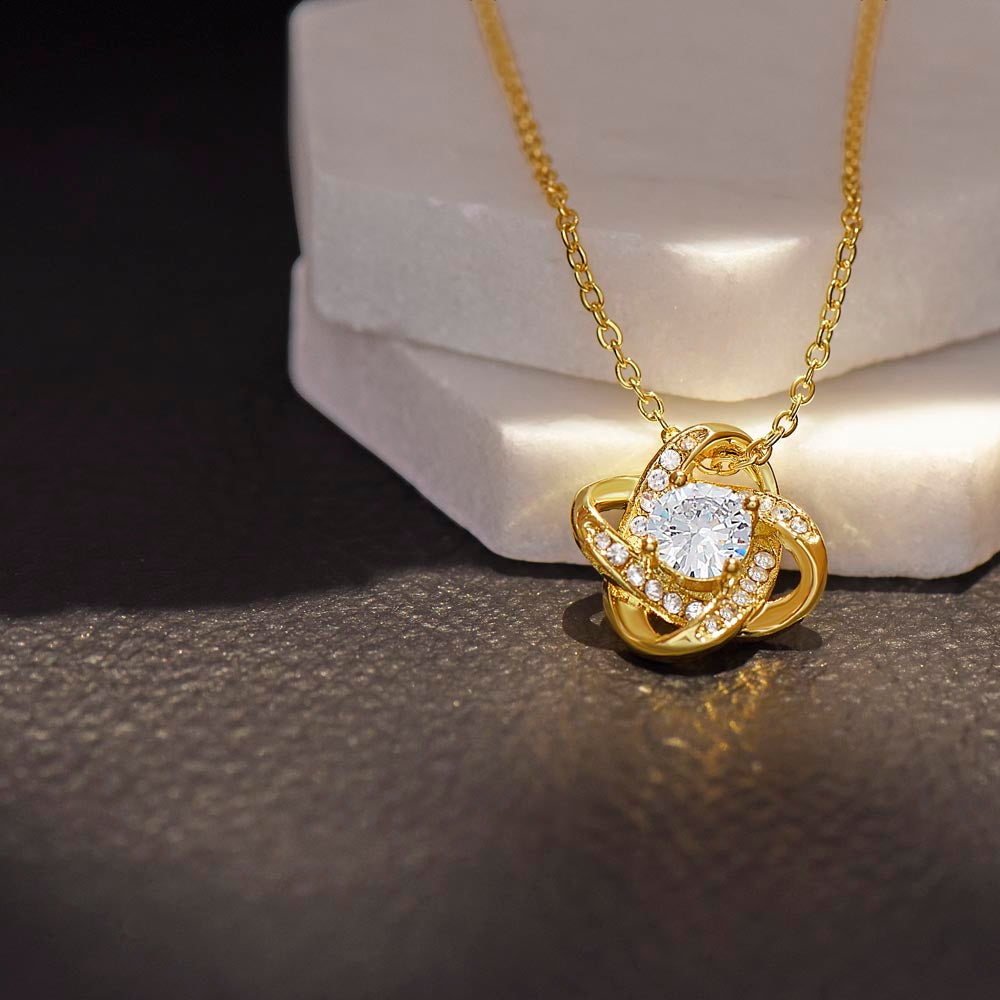 Bonus Mom Love Knot Necklace (White & Gold) - Shopping Therapy, LLC Jewelry