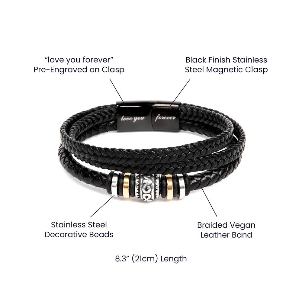 Cherished Moments-Men's Vegan Leather Bracelet - Shopping Therapy, LLC Jewelry