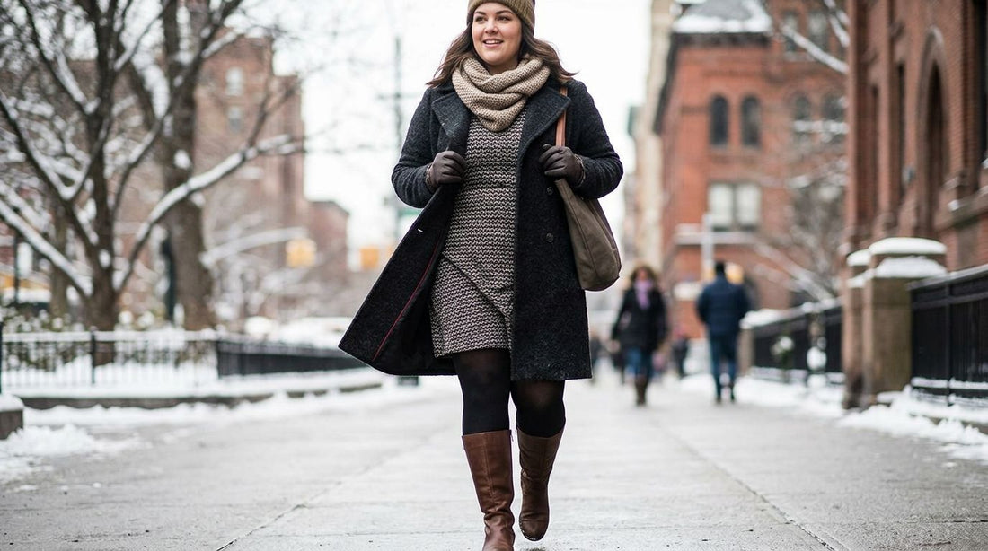 How to layer a plus size coat over dresses for winter