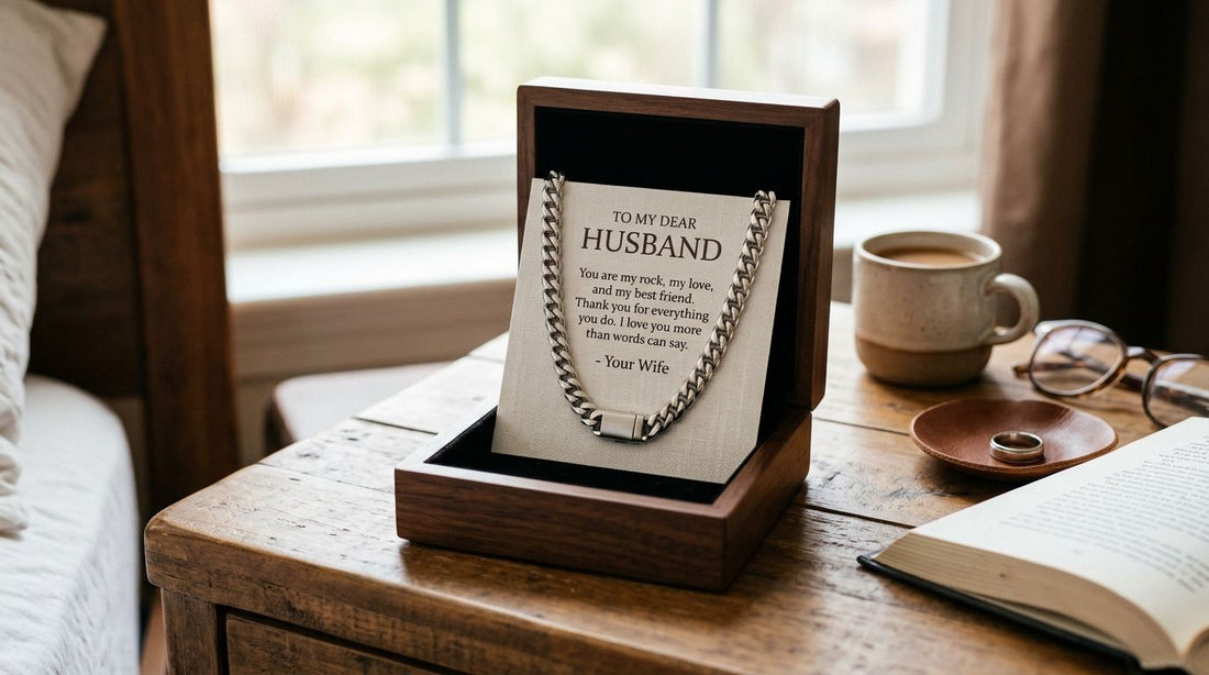 Message card jewelry for husbands