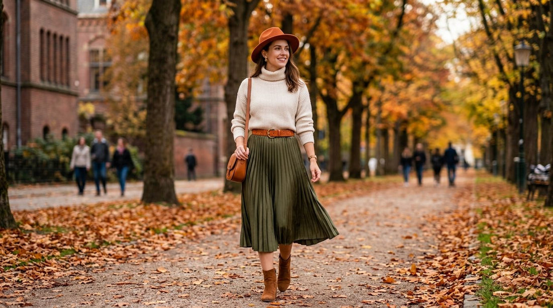 How to style a pleated skirt for fall