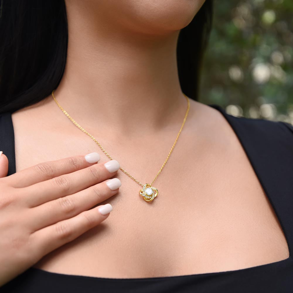 Love Knot Necklace – “Your Biggest Fan” Daughter Gift | Cubic Zirconia Pendant & Adjustable Chain - Shopping Therapy, LLC Jewelry