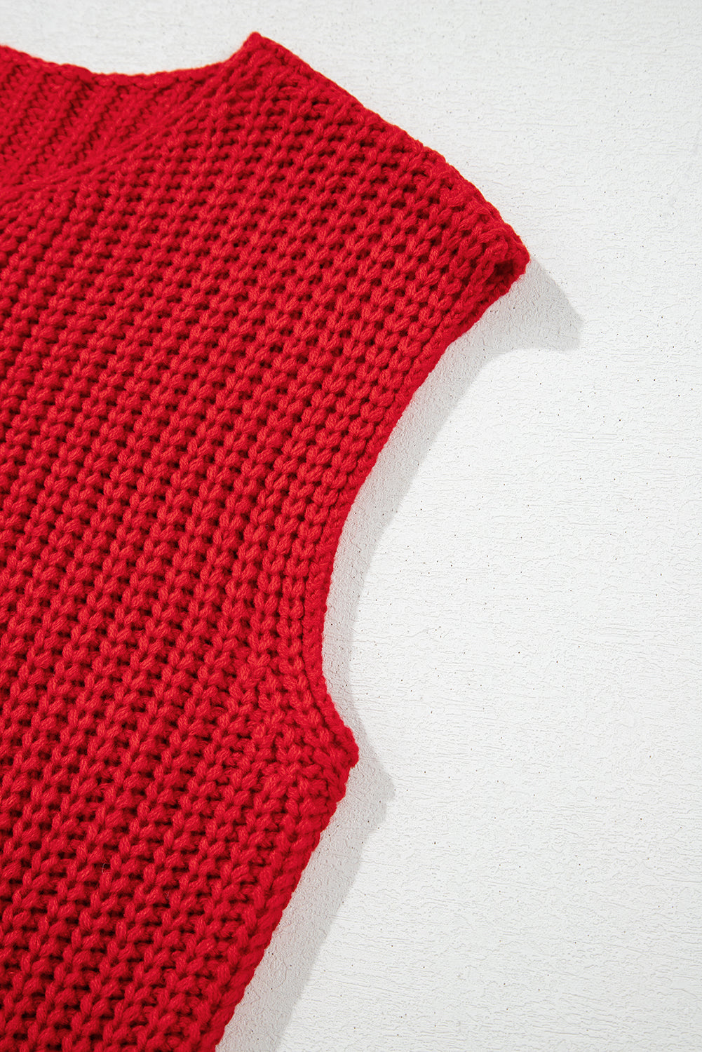 Fiery Red Textured Knit Sweater Vest with Side Pockets & Button Front - Shopping Therapy, LLC Sweaters & Cardigans/Sweater Vests