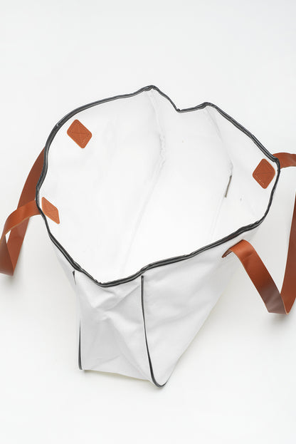 White BEACH PLEASE Print Large Canvas Tote Bag - Shopping Therapy, LLC Shoes & Bags/Handbags