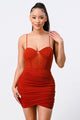 Red Glitter Mesh Mini Dress-Low Stock