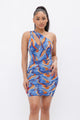 Printed One-Shoulder Mini Dress