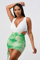 Green Mini Shirt With Detachable Rhinestone Cross Back Top