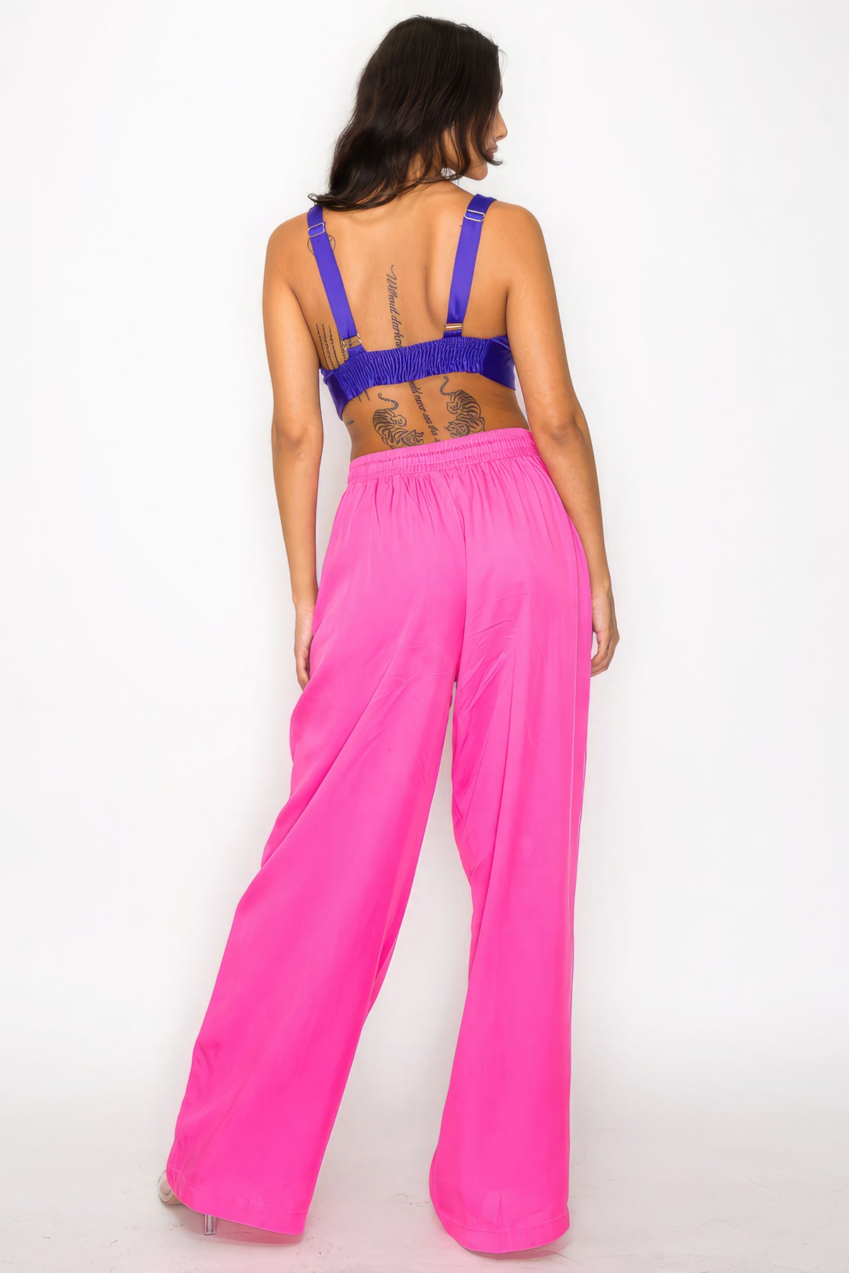 Purple V-Neck Satin Crop Top – Bold and Stylish Statement