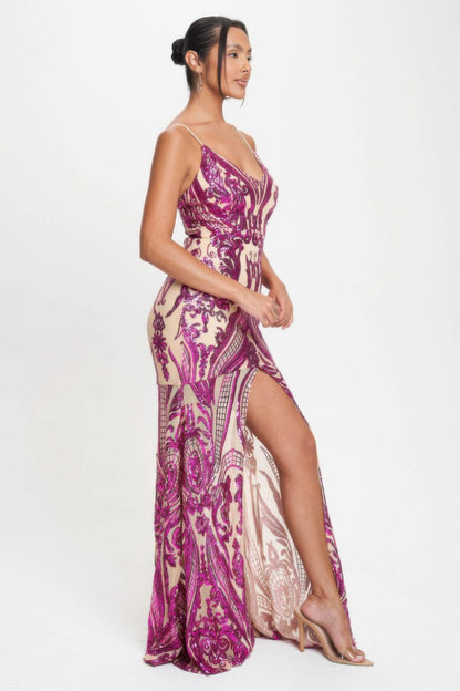 Exquisite Sequin Spaghetti Strap Maxi Dress – Glamorous Evening Gown - Shopping Therapy, LLC Maxi Dresses