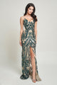 Exquisite Hunter Green Sequin Spaghetti Strap Maxi Dress – Elegant Evening Gown