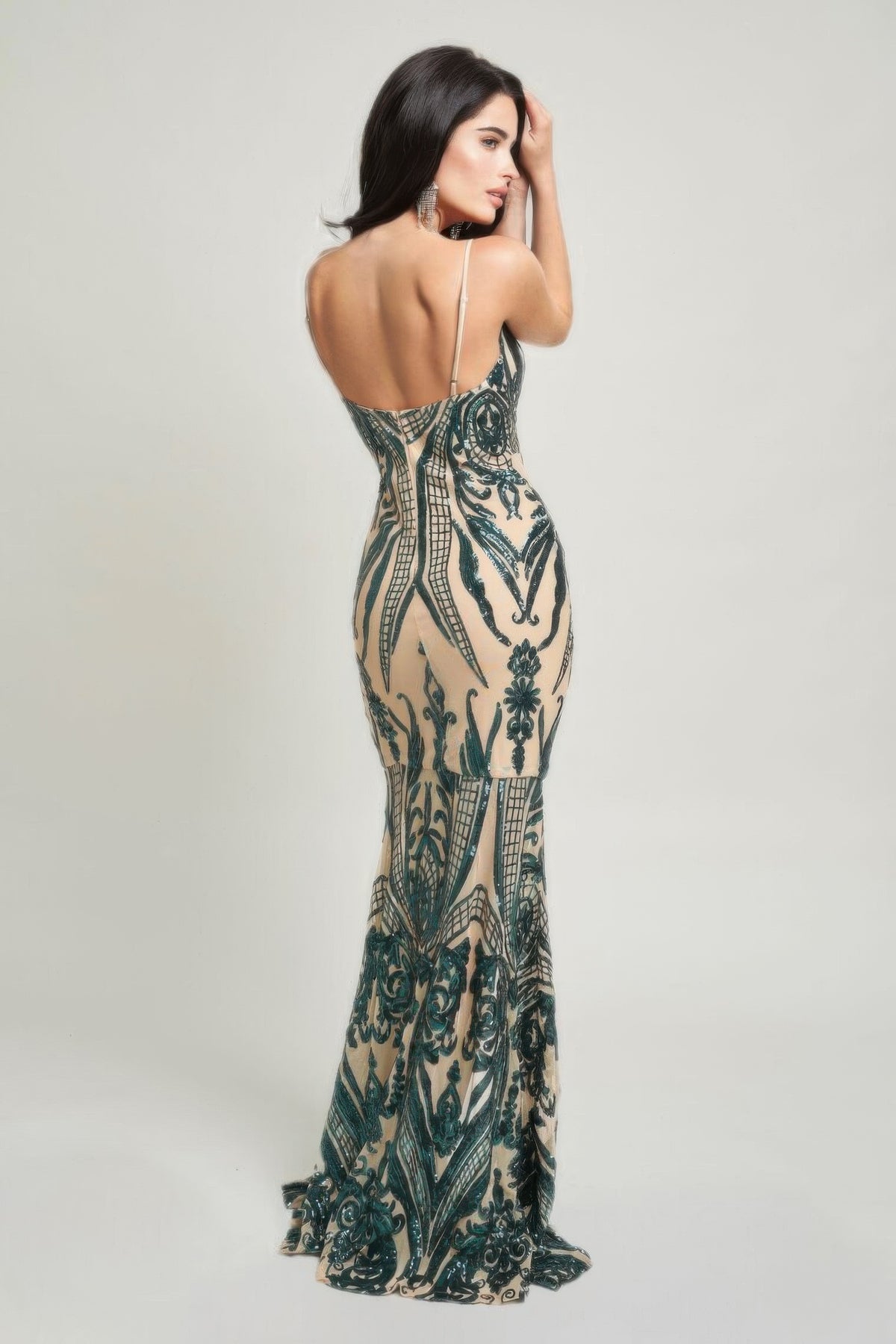 Exquisite Hunter Green Sequin Spaghetti Strap Maxi Dress – Elegant Evening Gown