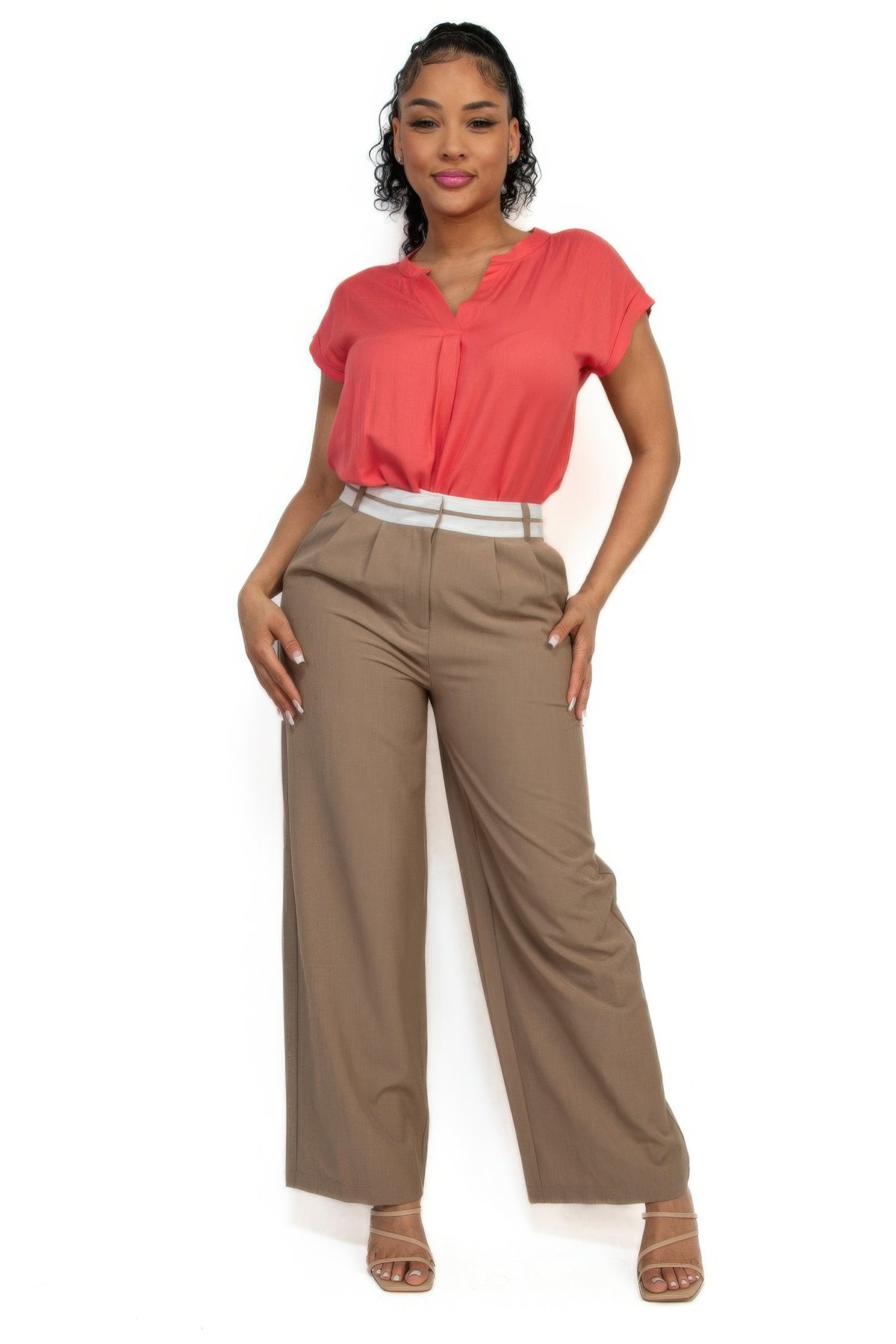 Orange V-Neck Short Sleeve Top – Bold, Chic & Versatile - Shopping Therapy, LLC 