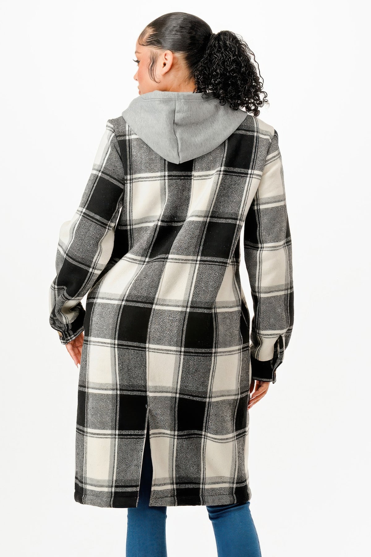Hooded Plaid Coat - Shopping Therapy, LLC Jacket