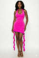 Women's Deep V-Neck Ruffle Mini Dress – Stretch Fit