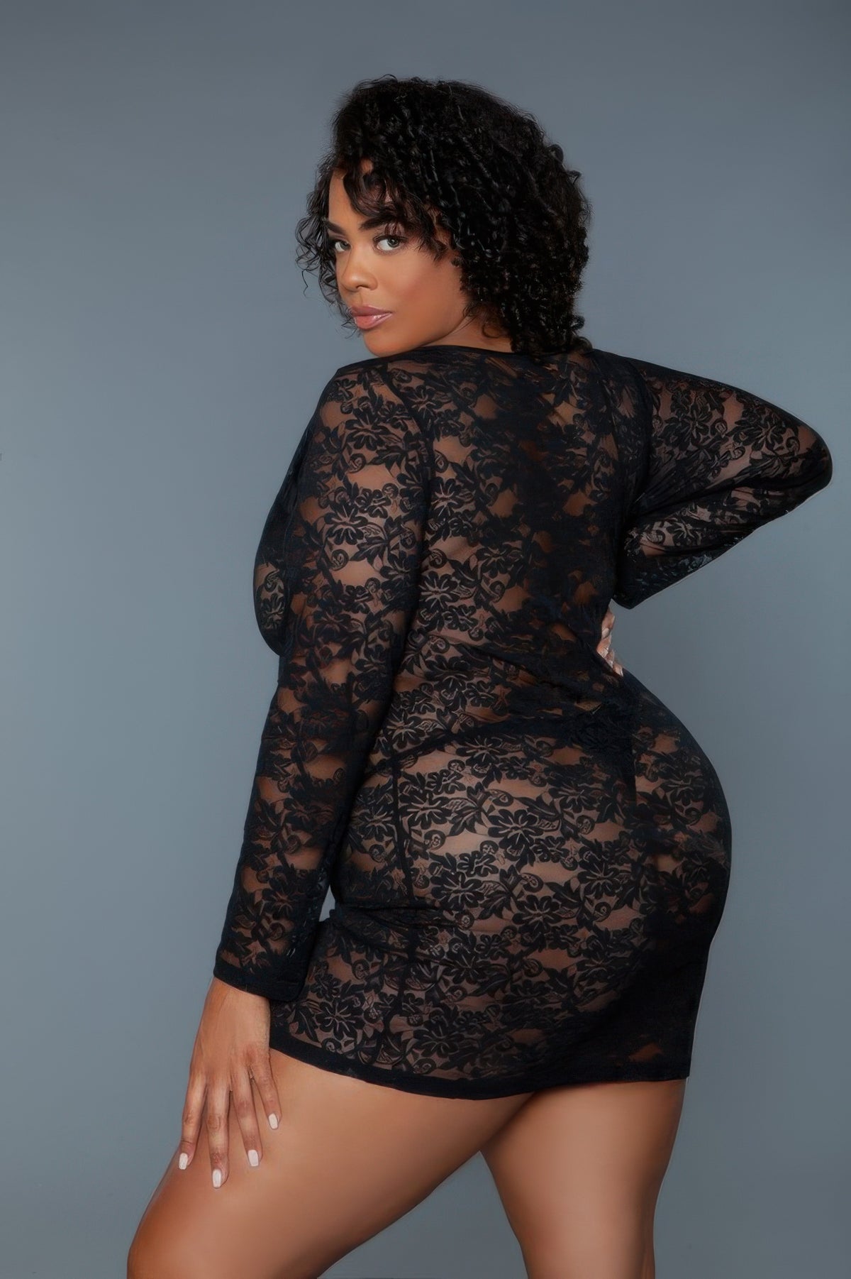 Long Sleeve Lace Chemise - Shopping Therapy, LLC 