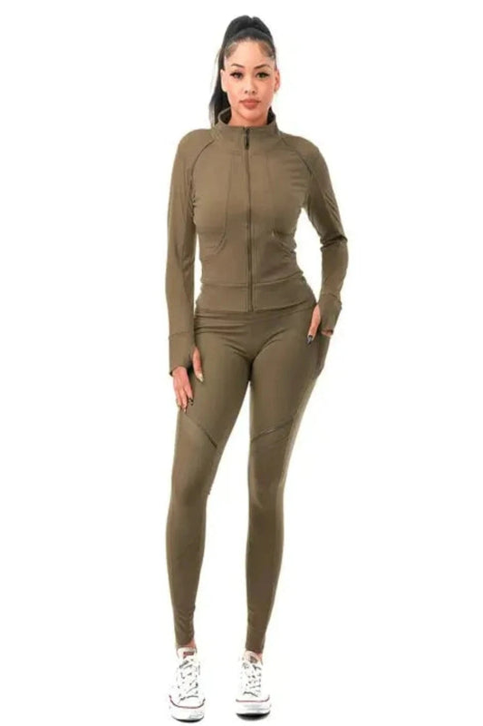 Olive Active Wear 3 Piece set - Shopping Therapy, LLC Athletic Wear