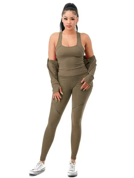 Olive Active Wear 3 Piece set