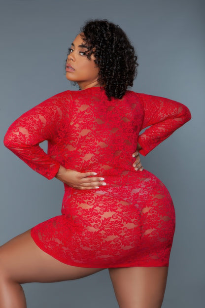 Long Sleeve Lace Chemise - Shopping Therapy, LLC 