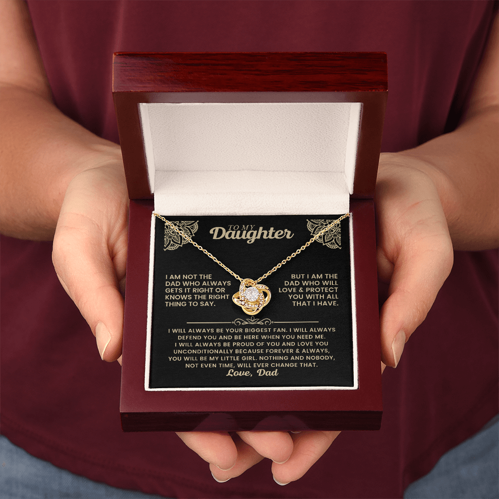 Love Knot Necklace – “Your Biggest Fan” Daughter Gift | Cubic Zirconia Pendant & Adjustable Chain - Shopping Therapy, LLC Jewelry