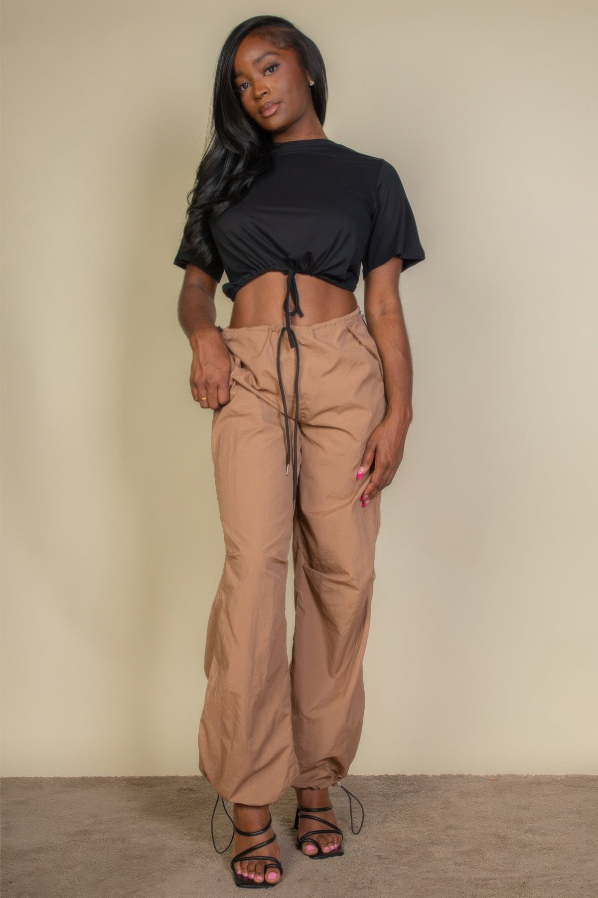 Drawstring Short Sleeve Crop Top – Chic, Trendy & Comfortable - Shopping Therapy, LLC Tops