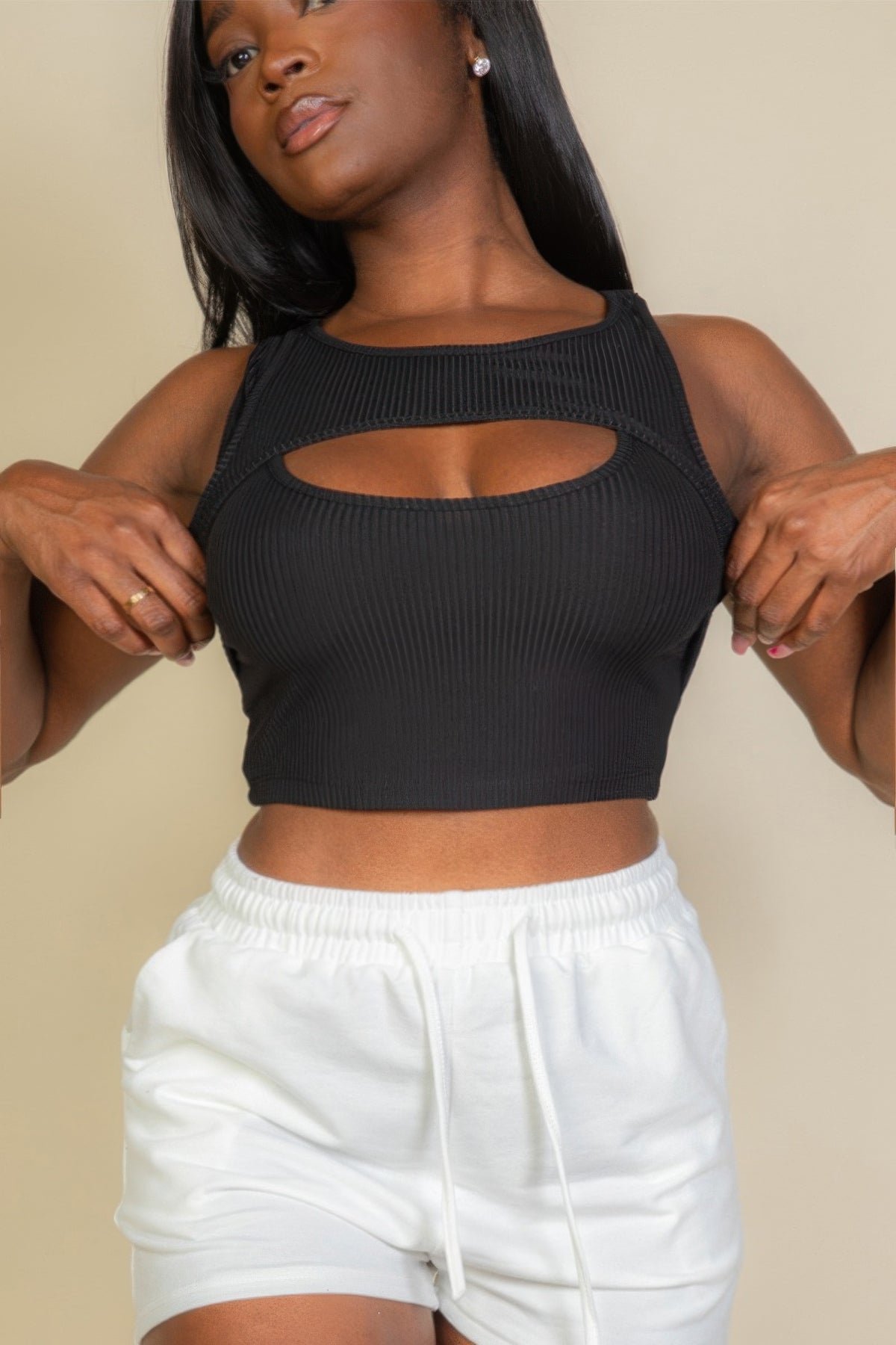 Ribbed Cut-Out Sleeveless Crop Top – Bold & Stylish - Shopping Therapy, LLC Tops