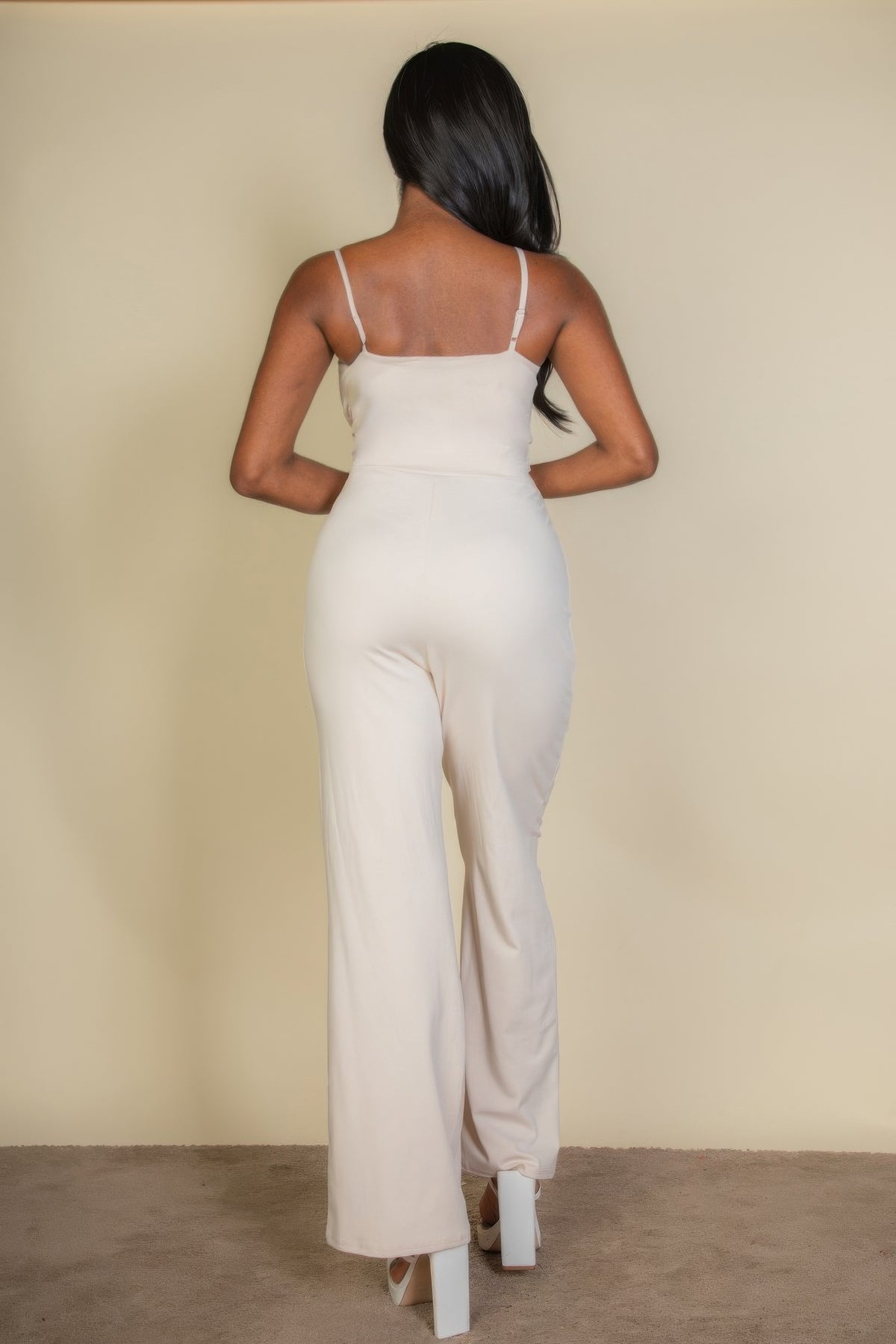 Women's V-Neck Camisole Jumpsuit – Stretch Knit One-Piece