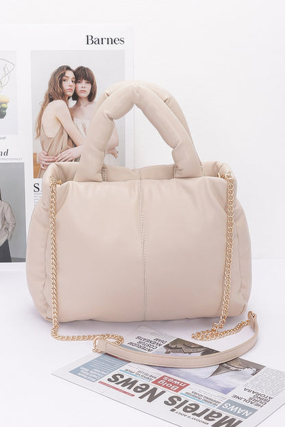 Faux Leather Padded Tote Bag - Shopping Therapy, LLC 