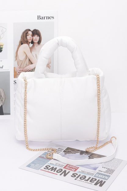Faux Leather Padded Tote Bag - Shopping Therapy, LLC 