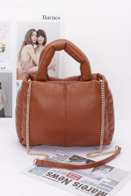 Faux Leather Padded Tote Bag - Shopping Therapy, LLC 