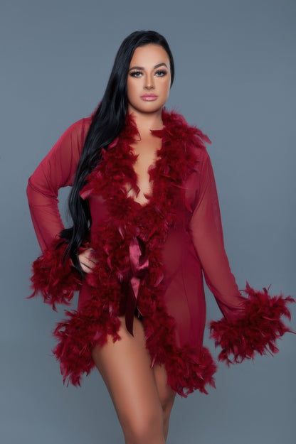Light Weight Feather Boa Robe - Shopping Therapy, LLC 