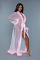 Faux Fur Trim Maribou Robe