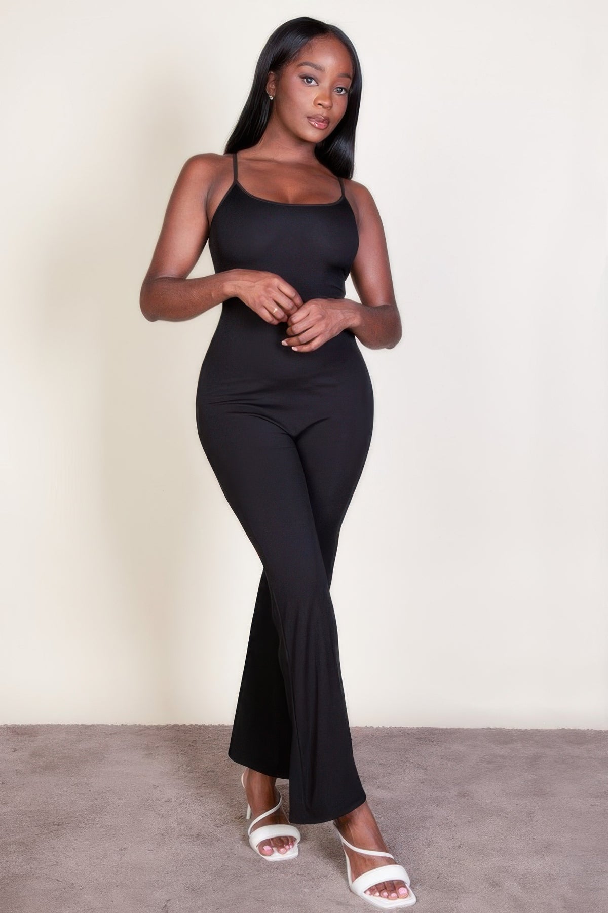 Women's Ribbed Sleeveless Wide-Leg Jumpsuit – Scoop Neck