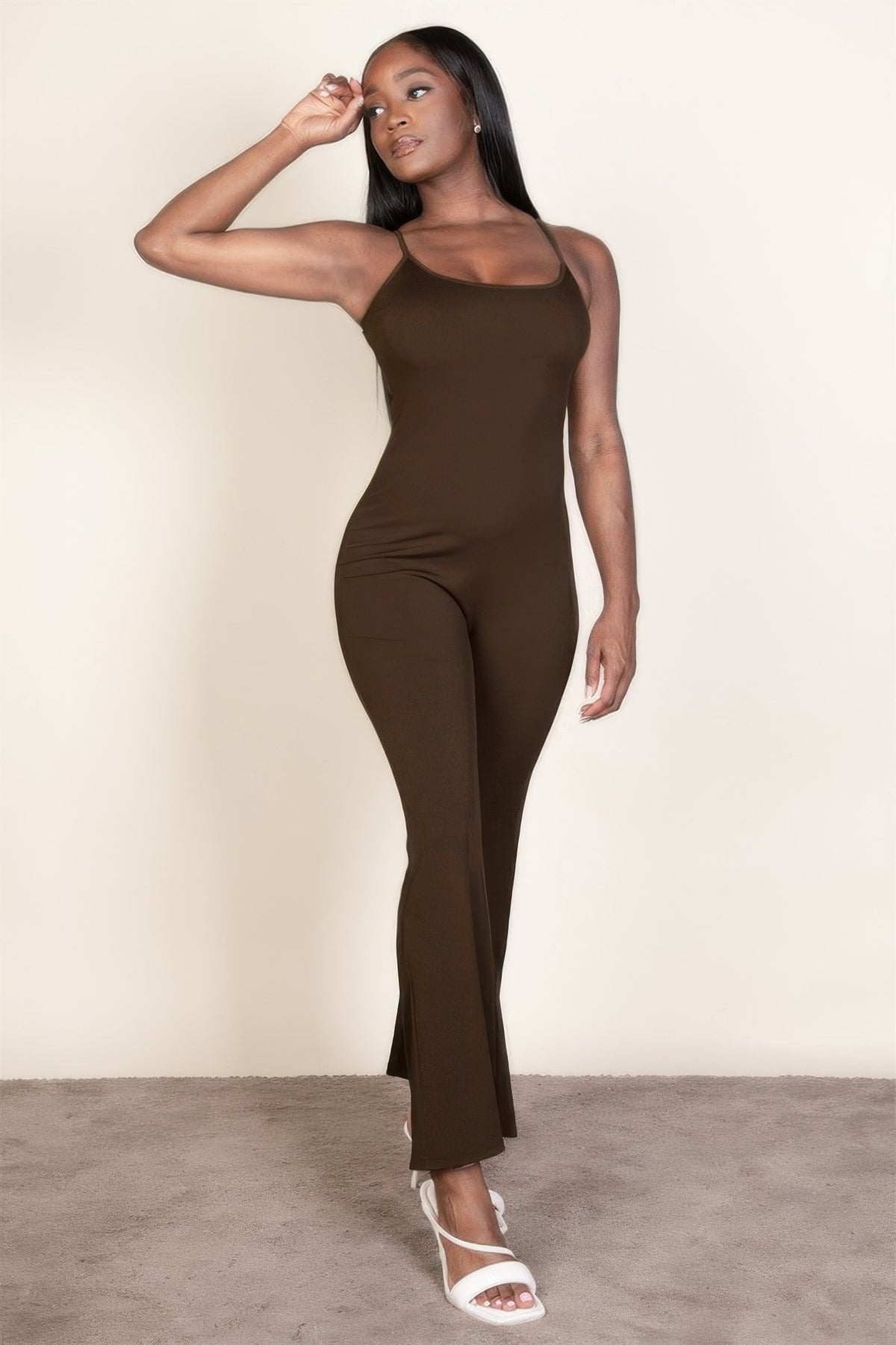 Women's Ribbed Sleeveless Wide-Leg Jumpsuit – Scoop Neck