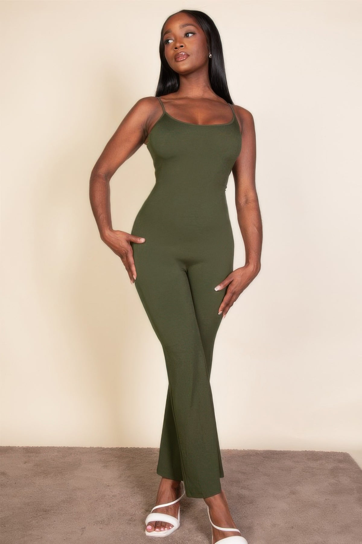 Women's Ribbed Sleeveless Wide-Leg Jumpsuit – Scoop Neck