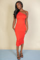 Women's Ruched One-Shoulder Midi Bodycon Dress – Stretch Jersey