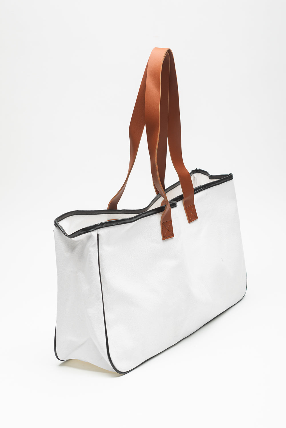 White BEACH PLEASE Print Large Canvas Tote Bag - Shopping Therapy, LLC Shoes & Bags/Handbags