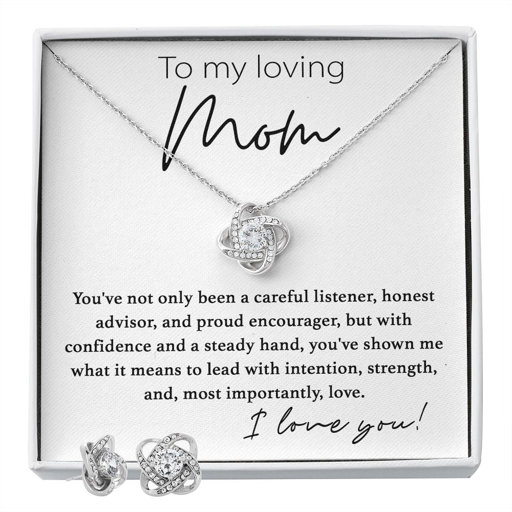 Loving Mom Love Knot Necklace And Earrings
