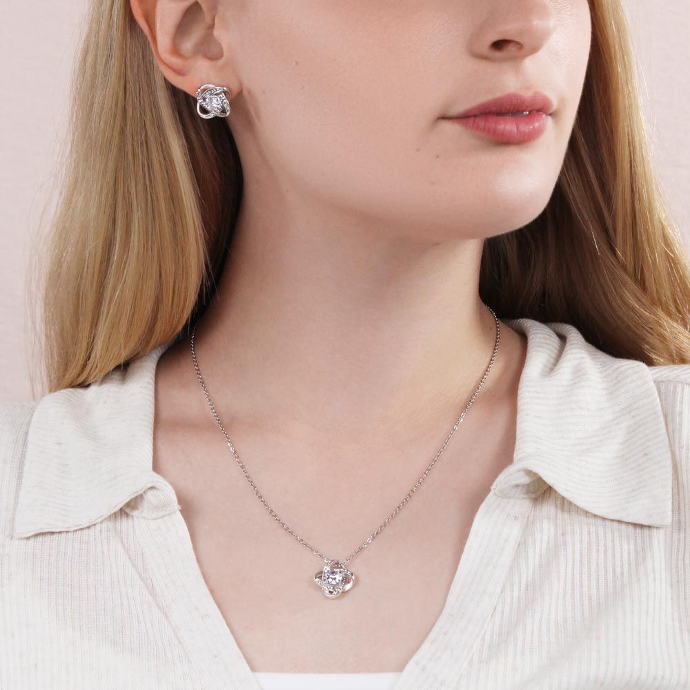 Loving Mom Love Knot Necklace And Earrings - Shopping Therapy, LLC Jewelry