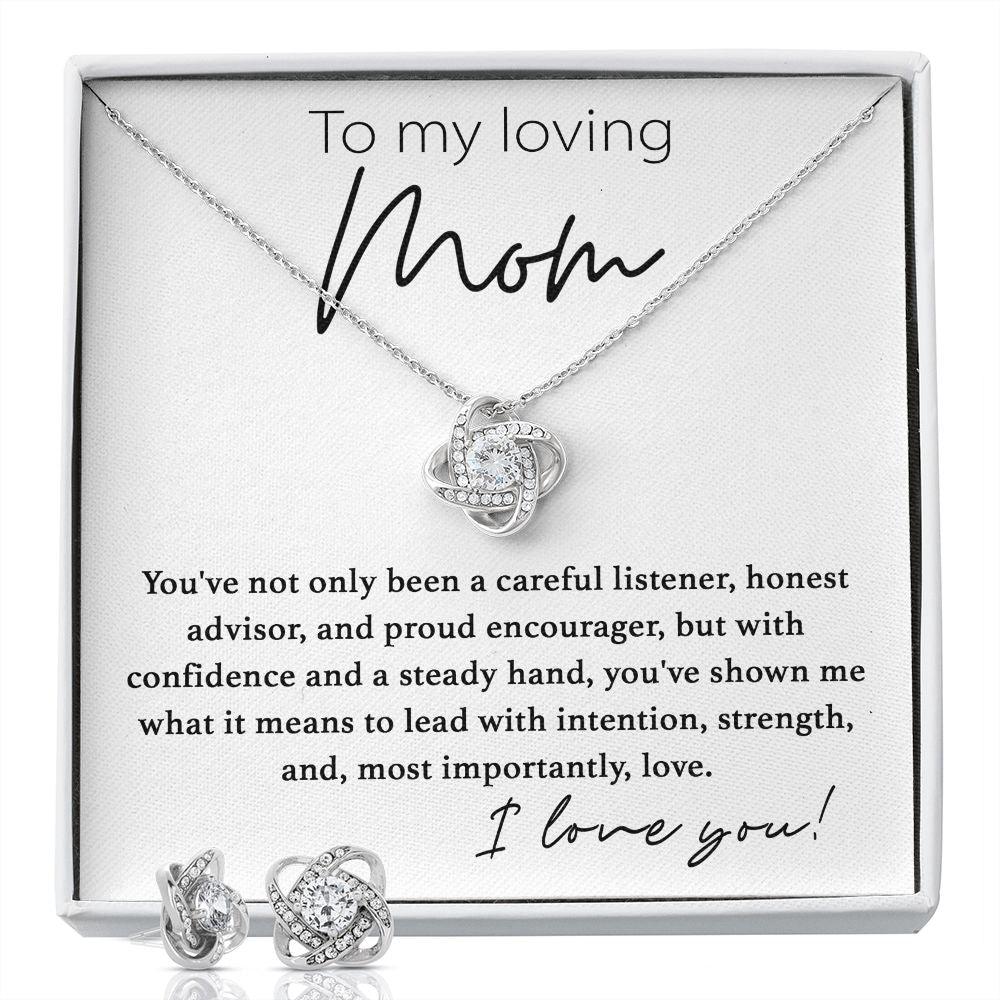 Loving Mom Love Knot Necklace And Earrings