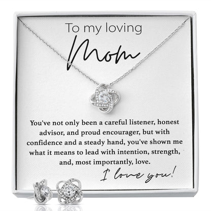 Loving Mom Love Knot Necklace And Earrings - Shopping Therapy, LLC Jewelry