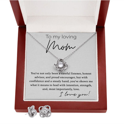 Loving Mom Love Knot Necklace And Earrings - Shopping Therapy, LLC Jewelry