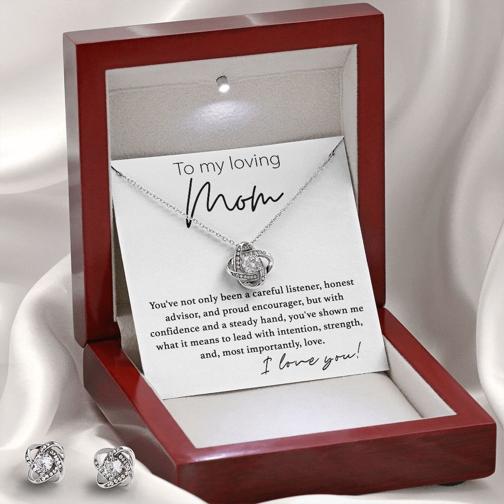 Loving Mom Love Knot Necklace And Earrings