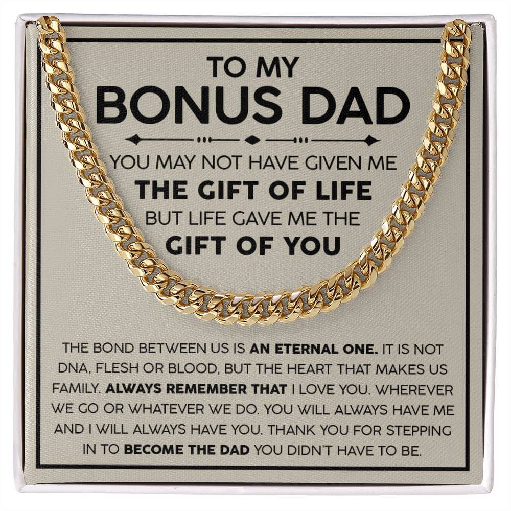 Bonus Dad Cuban Link Chain – Stepdad Gift, Father Figure Necklace for Men