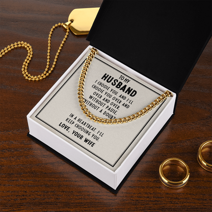 Husband’s Father's Day Cuban Link Chain – Romantic Gift from Wife - Shopping Therapy, LLC Jewelry