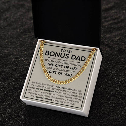 Bonus Dad Cuban Link Chain – Stepdad Gift, Father Figure Necklace for Men - Shopping Therapy, LLC Jewelry