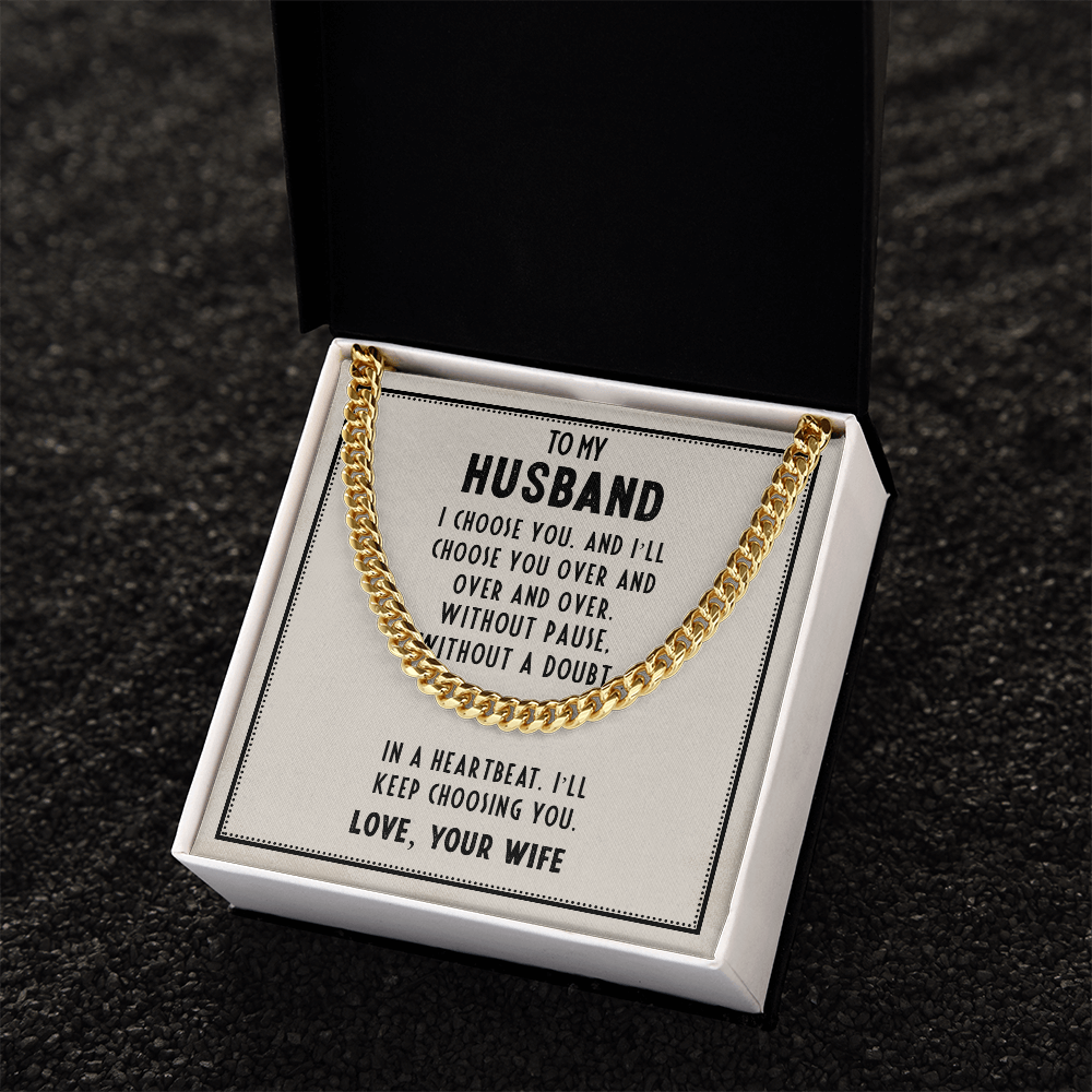 Husband’s Father's Day Cuban Link Chain – Romantic Gift from Wife - Shopping Therapy, LLC Jewelry