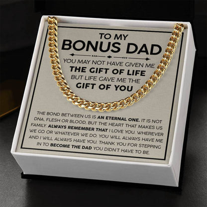 Bonus Dad Cuban Link Chain – Stepdad Gift, Father Figure Necklace for Men - Shopping Therapy, LLC Jewelry