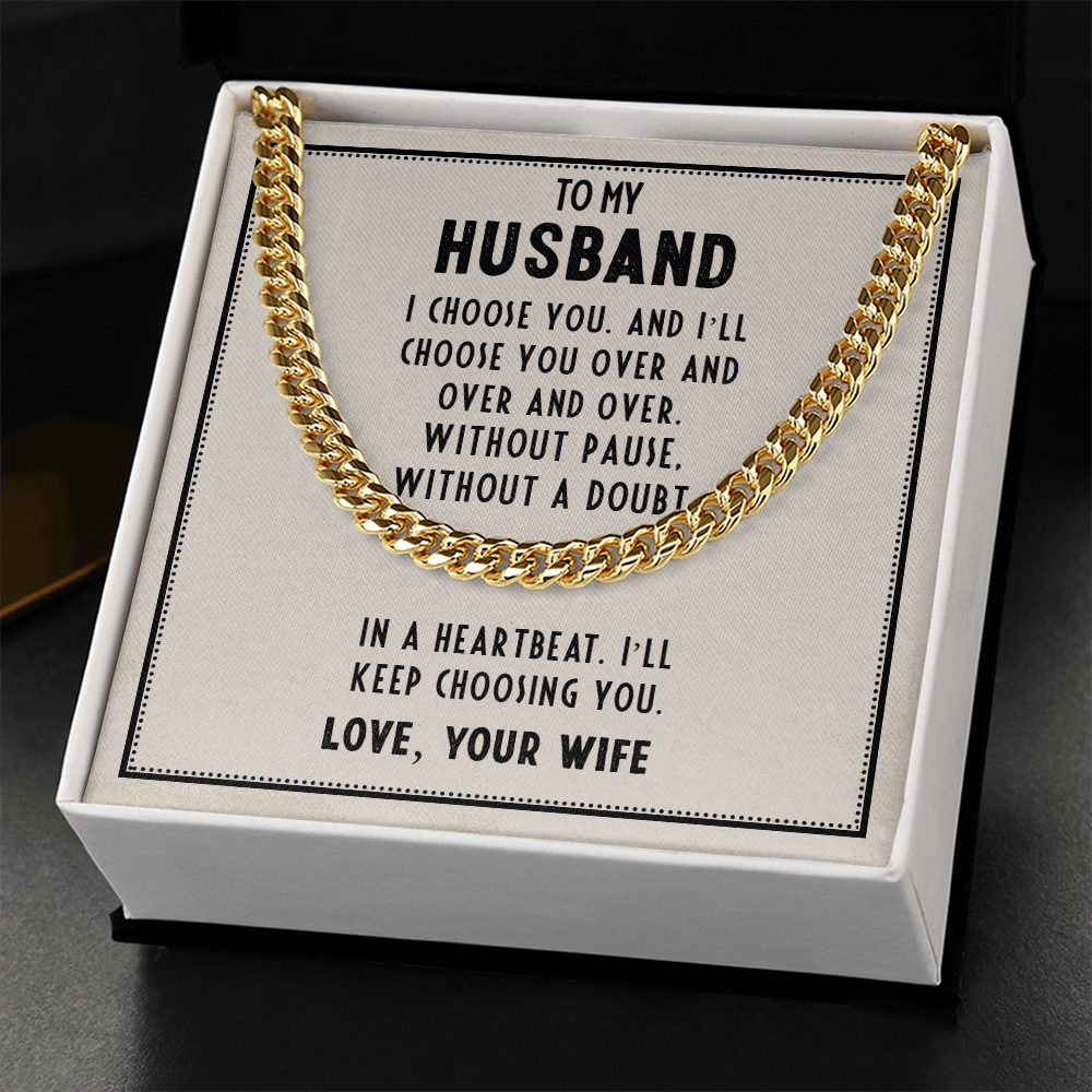 Husband’s Father's Day Cuban Link Chain – Romantic Gift from Wife - Shopping Therapy, LLC Jewelry