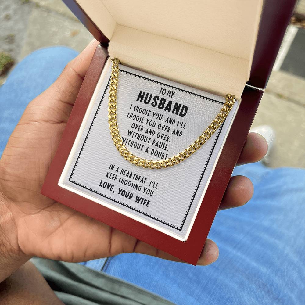 Husband’s Father's Day Cuban Link Chain – Romantic Gift from Wife - Shopping Therapy, LLC Jewelry
